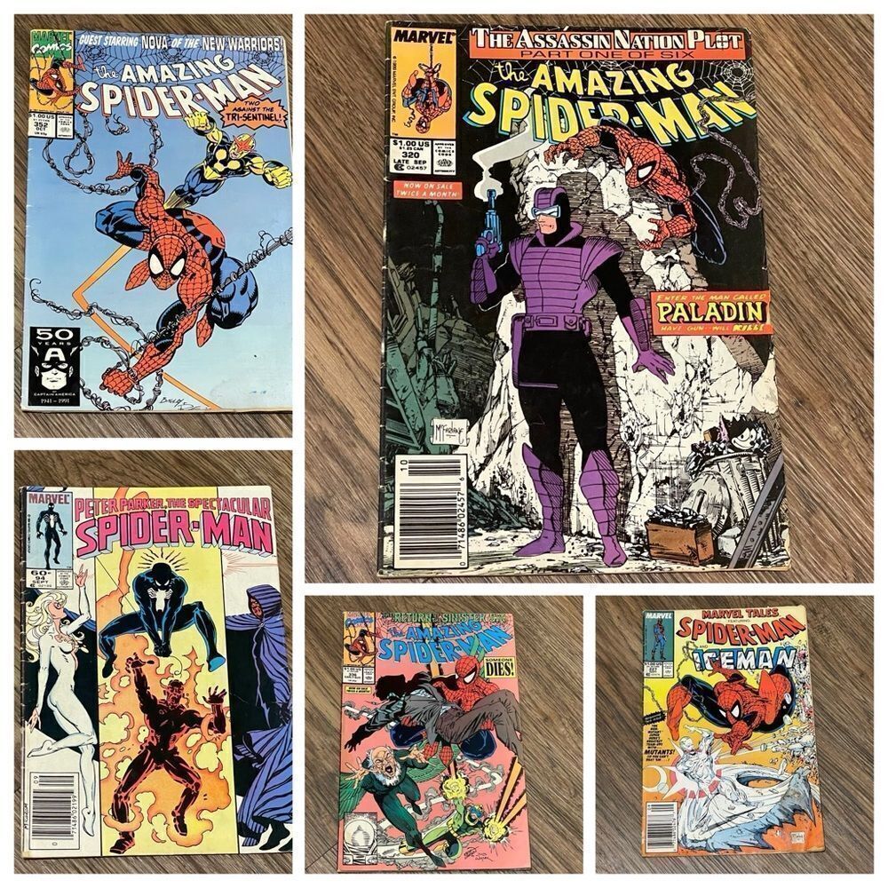 Lot of 5 Vintage Spider-Man comic Magazines